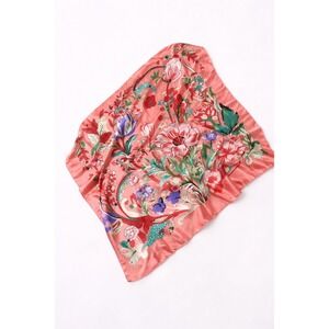 Marcus Adler Floral Square Scarf Headwrap OS Coral Pink Botanical Print NWT